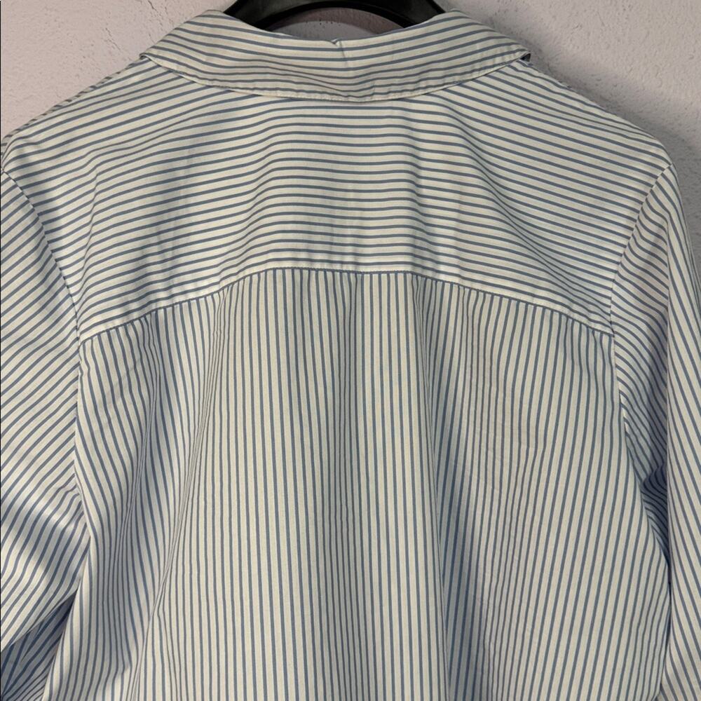Quacker Factory Women Blue Striped Floral Embroidered Button-Up Shirt Size XL - Picture 7 of 9